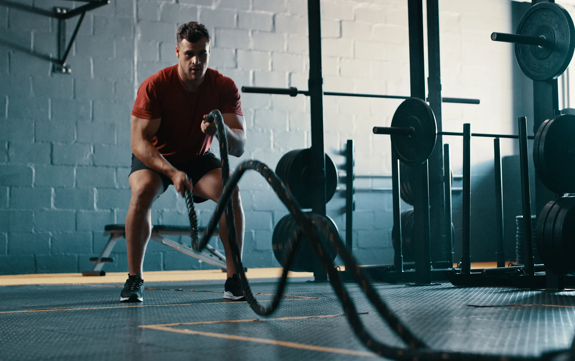 man working out in fitness center